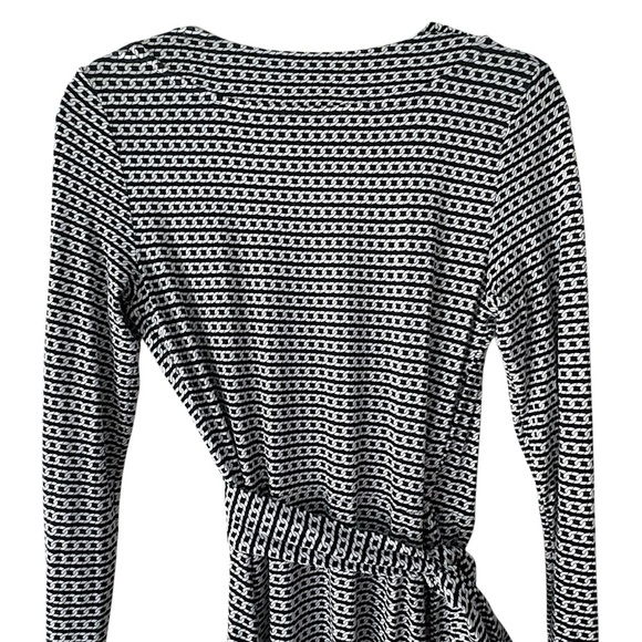 BANANA REPUBLIC | NWOT LONG SLEEVE WRAP DRESS NAVY BLUE & WHITE CHAIN LINK | XS - Picture 10 of 12